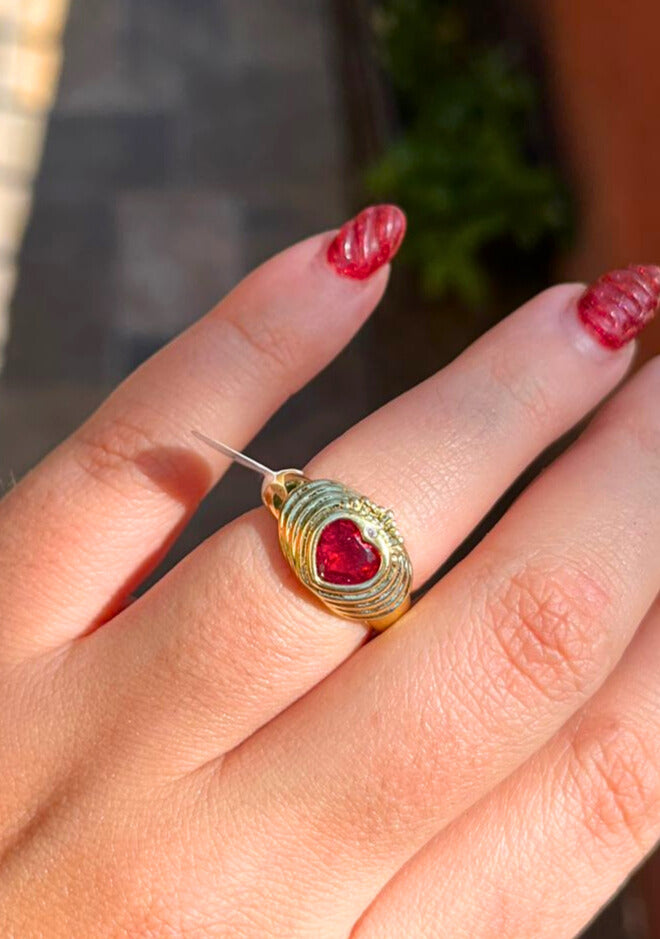 ANILLO CORAZON ROJO ZIRCONIA