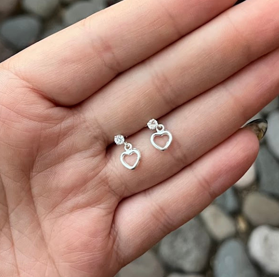 ARETES PLATA 925 CORAZONES COLGANTES