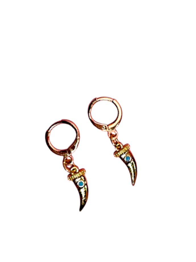 ARETES HUGGIES COLGANTES CUERNO