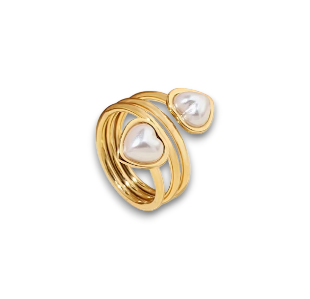 ANILLO DOS CORAZONES PERLA