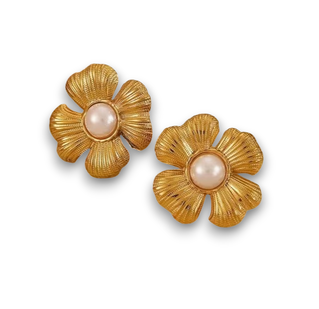 ARETES FLOR PERLA
