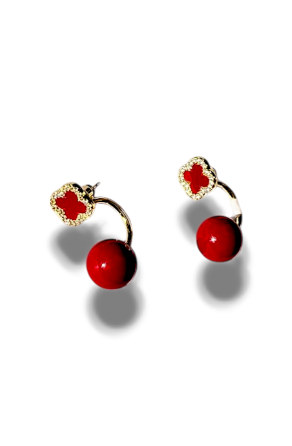 ARETES TREBOL ROJO