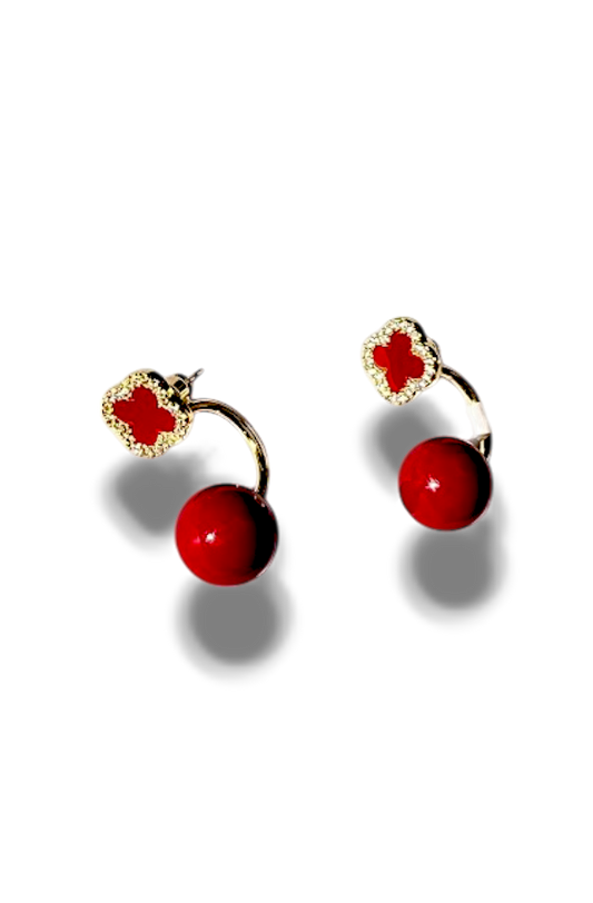 ARETES TREBOL ROJO