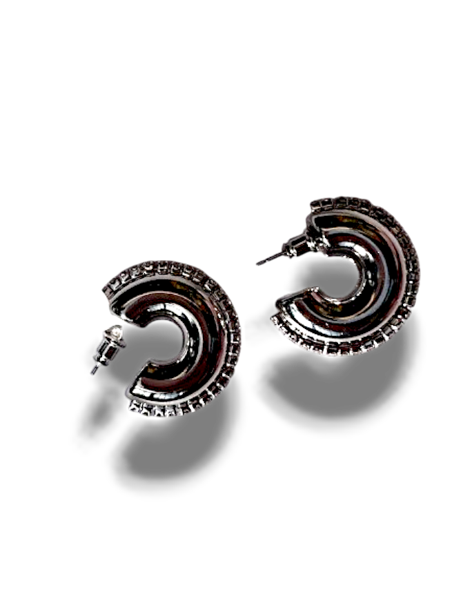 ARETES MEDIA LUNA ZIRCONIAS