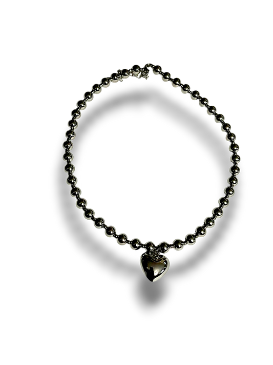 CHOKER BOLITAS CORAZON PLATA